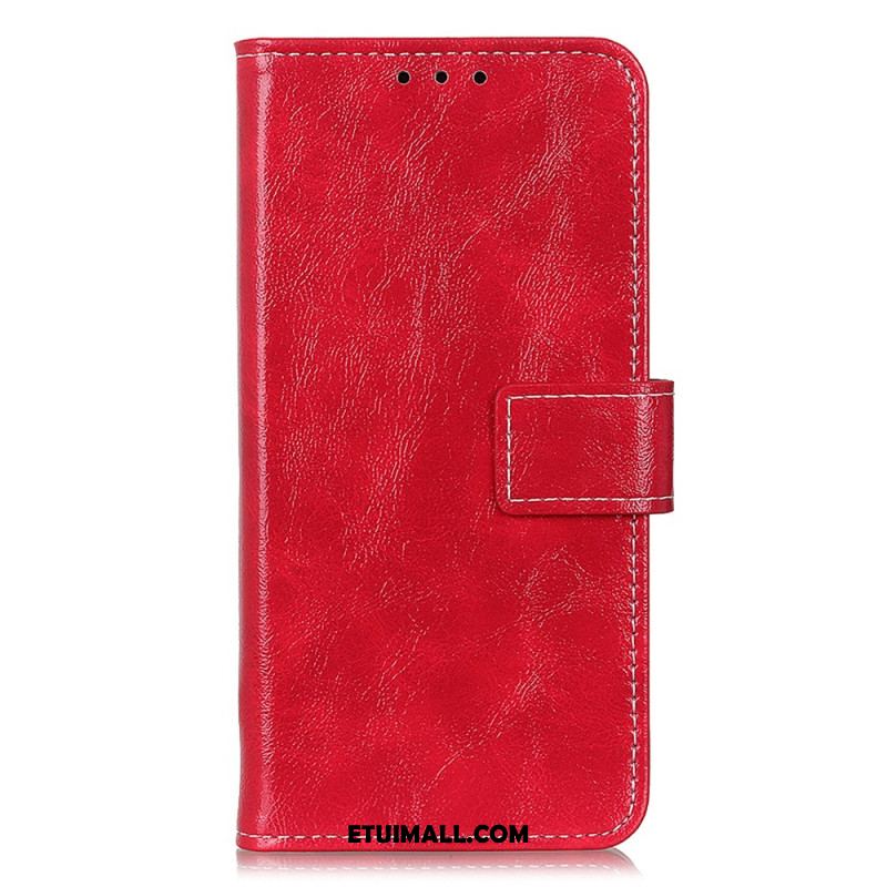 Etui Folio Samsung Galaxy S24 5g Widoczne Szwy Z Imitacji Skóry Lakierowanej Etui Ochronne