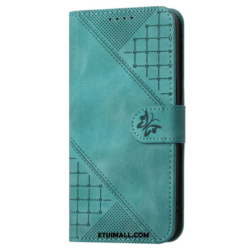 Etui Folio Samsung Galaxy S24 Fe Linie Motylkowe I Smycze Etui Ochronne