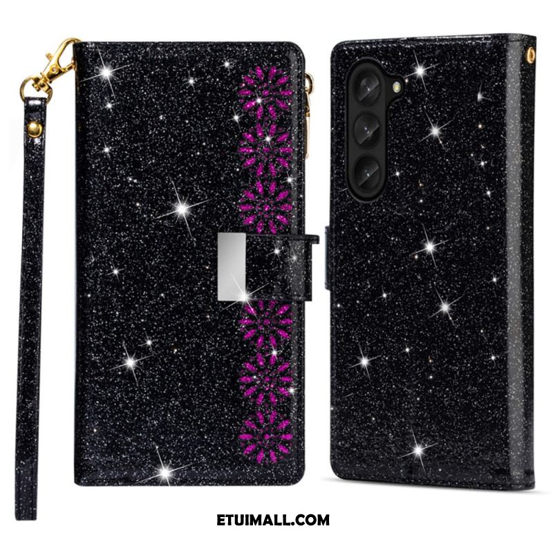 Etui Folio Samsung Galaxy Z Fold 5 Portfel Z Cekinami Etui Ochronne