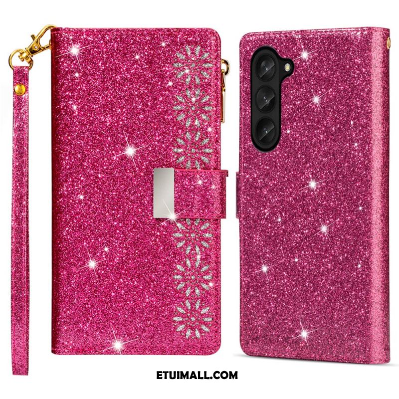 Etui Folio Samsung Galaxy Z Fold 5 Portfel Z Cekinami Etui Ochronne