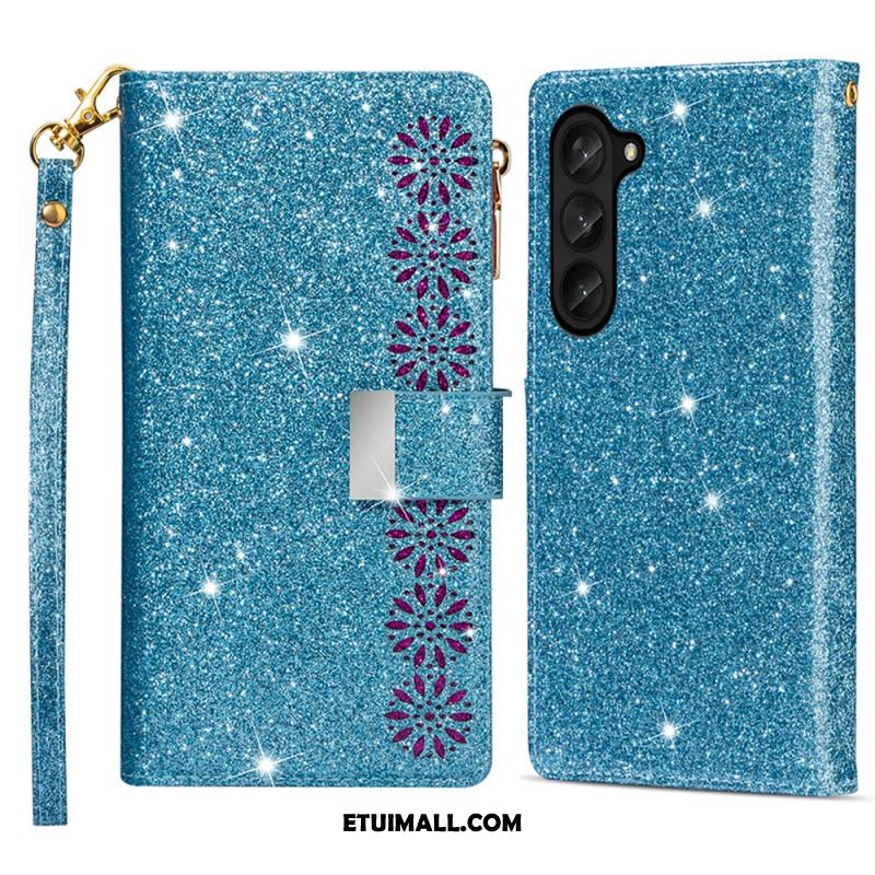 Etui Folio Samsung Galaxy Z Fold 5 Portfel Z Cekinami Etui Ochronne