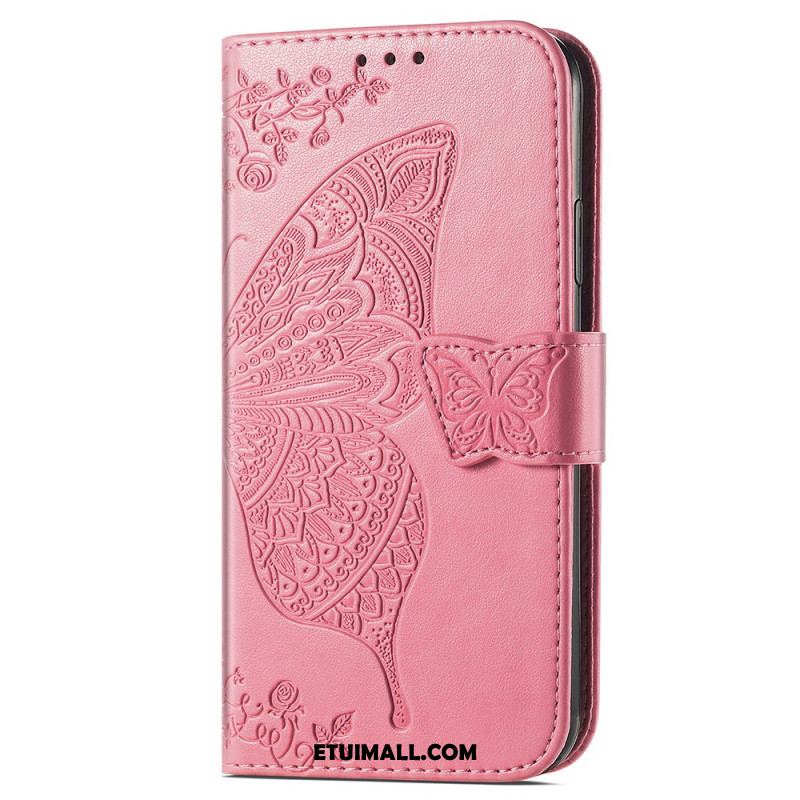 Etui Folio Xiaomi Redmi Note 13 5g Barokowy Motyl Z Paskiem Etui Ochronne