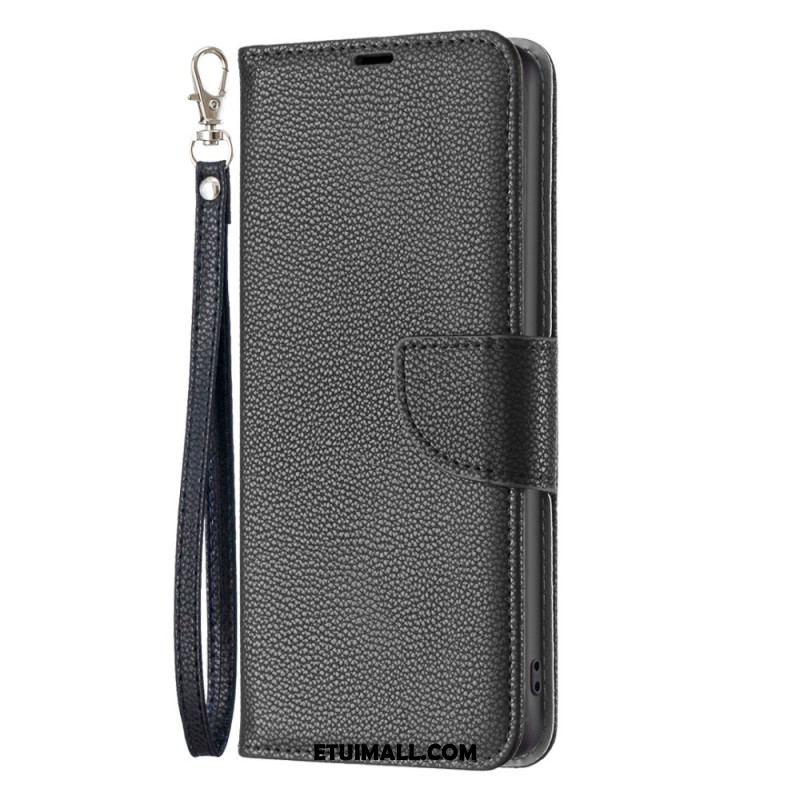 Etui Folio Xiaomi Redmi Note 13 5g Sztuczna Skóra Litchi Z Paskiem Etui Ochronne