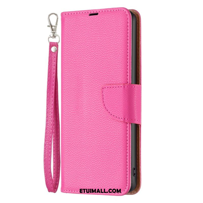 Etui Folio Xiaomi Redmi Note 13 5g Sztuczna Skóra Litchi Z Paskiem Etui Ochronne