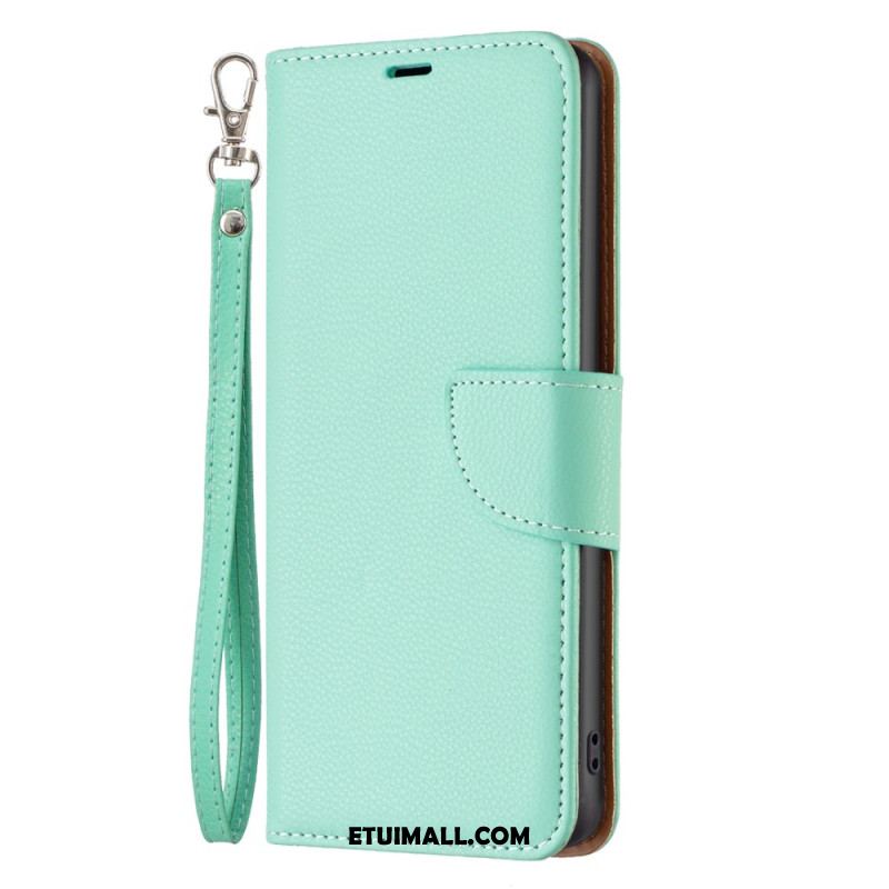 Etui Folio Xiaomi Redmi Note 13 5g Sztuczna Skóra Litchi Z Paskiem Etui Ochronne