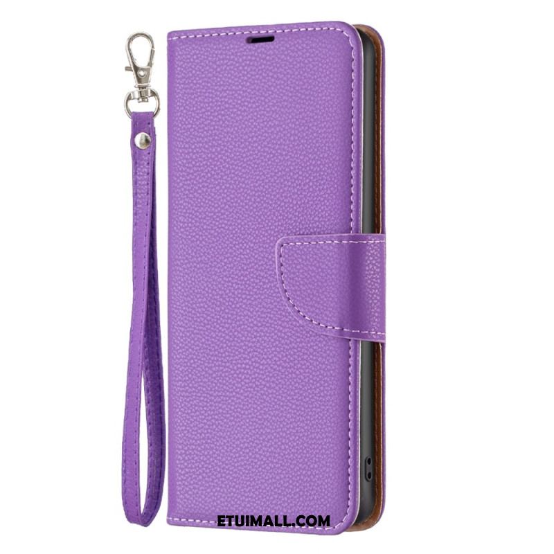 Etui Folio Xiaomi Redmi Note 13 5g Sztuczna Skóra Litchi Z Paskiem Etui Ochronne