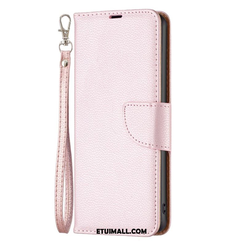 Etui Folio Xiaomi Redmi Note 13 5g Sztuczna Skóra Litchi Z Paskiem Etui Ochronne