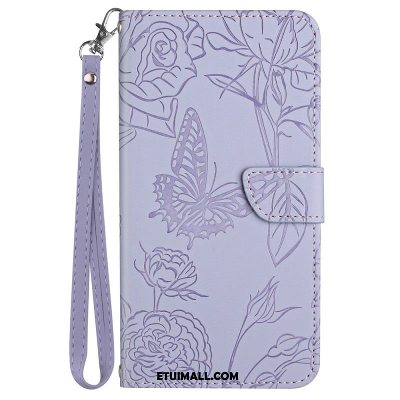 Etui Folio Xiaomi Redmi Note 13 Pro 4g Nadruk W Kształcie Motyla Z Paskiem Etui Ochronne