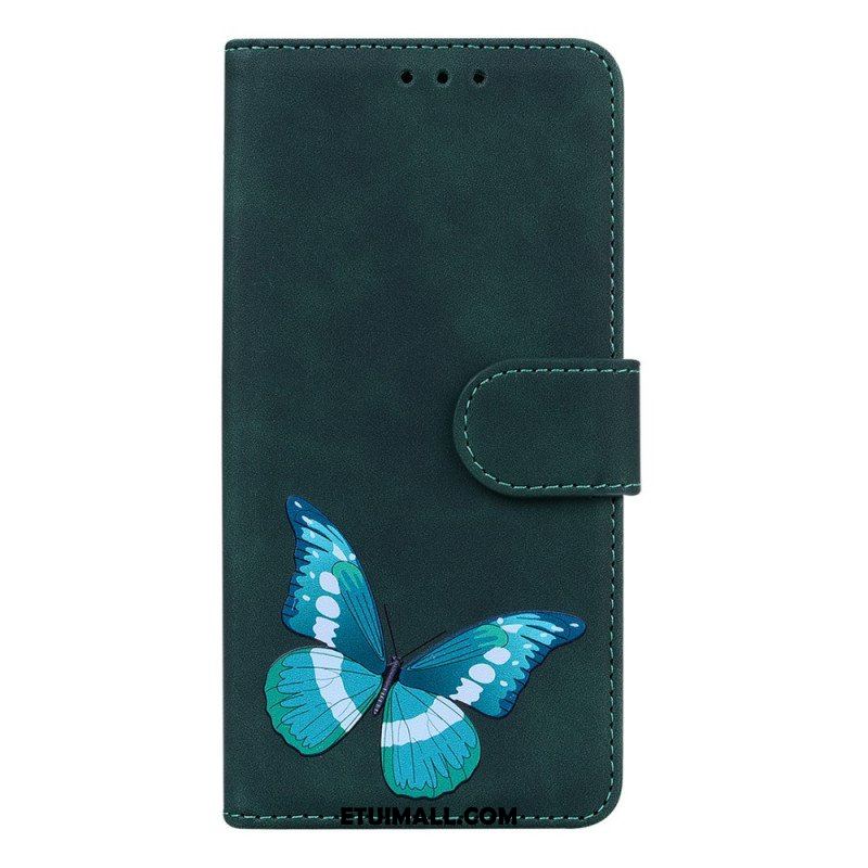 Etui Folio do Google Pixel 6 Pro Motyl Dotykający Skóry