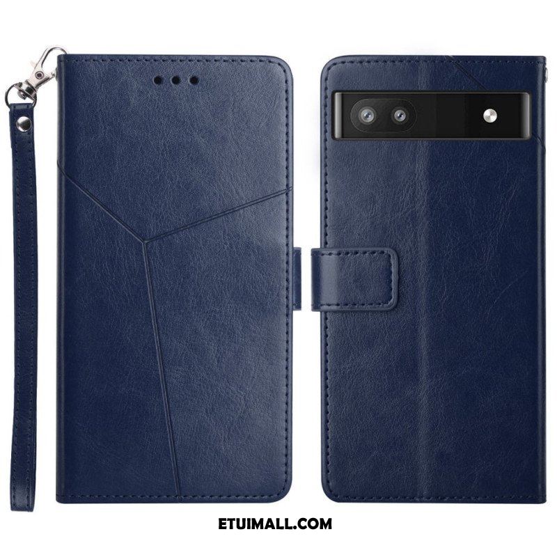 Etui Folio do Google Pixel 6A z Łańcuch Projekt Z Paskami Y