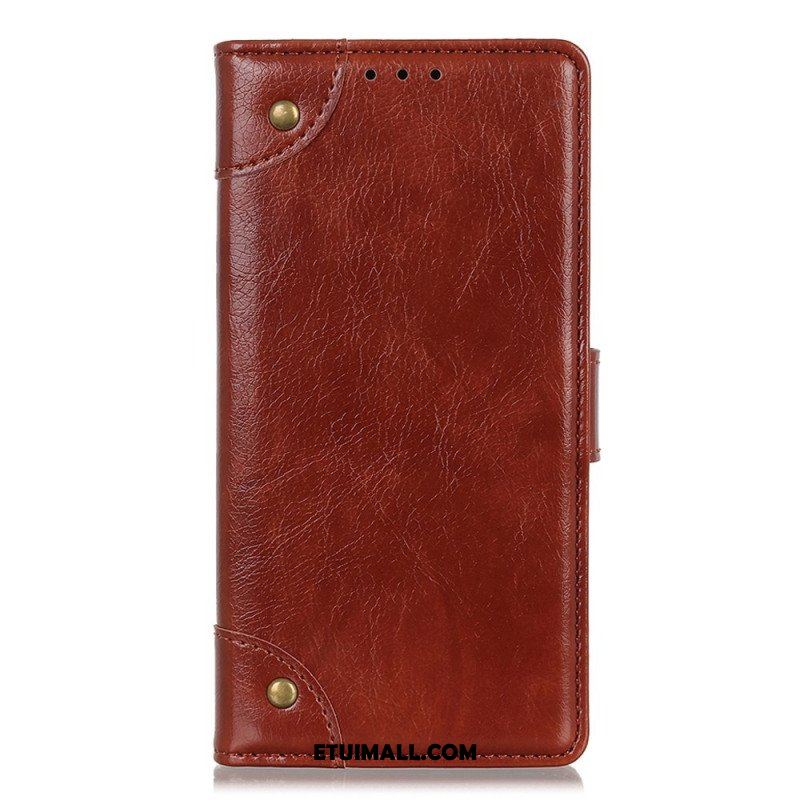 Etui Folio do OnePlus 10T 5G Nity W Stylu Vintage Ze Skóry Nappa