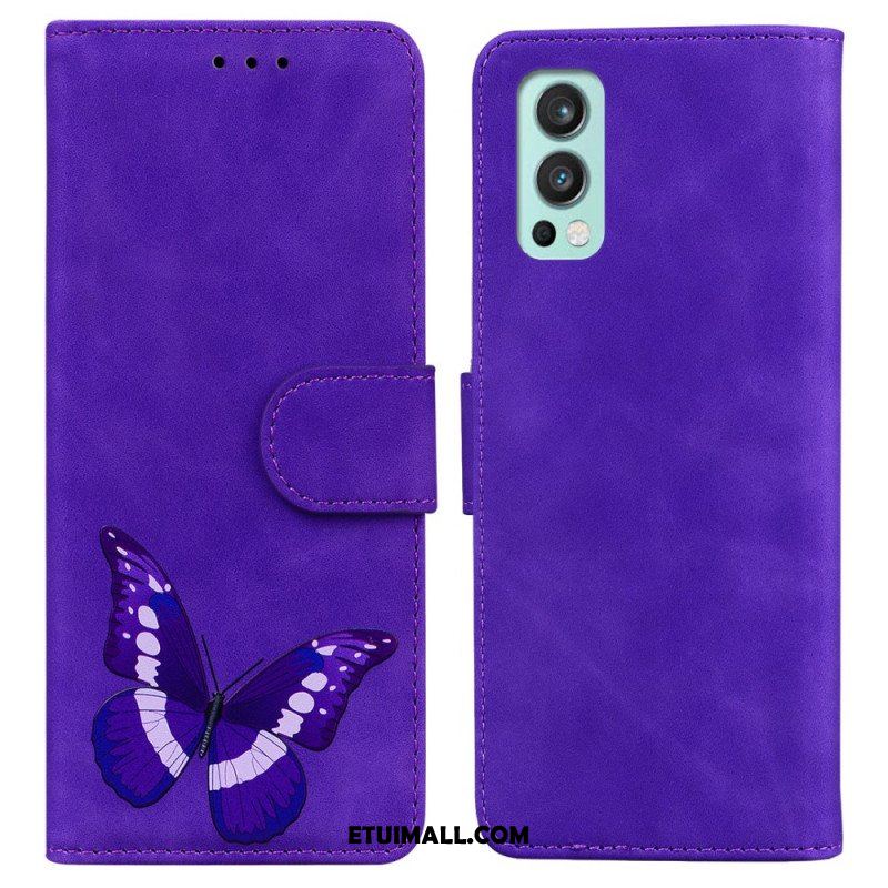 Etui Folio do OnePlus Nord 2 5G Motyl Dotykający Skóry