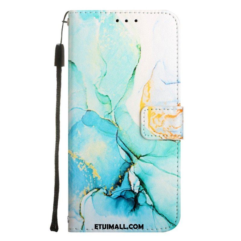 Etui Folio do OnePlus Nord CE 2 5G z Łańcuch Pasek Marmuru