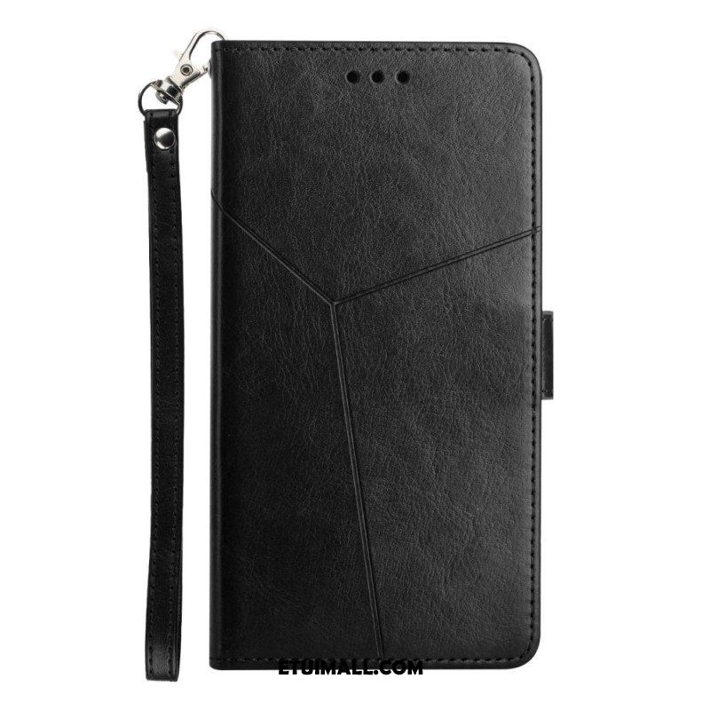 Etui Folio do Oppo A54 5G / A74 5G z Łańcuch Projekt Z Paskami Y