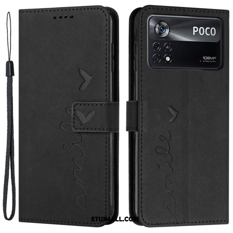 Etui Folio do Poco X4 Pro 5G z Łańcuch Pasiasty Uśmiech