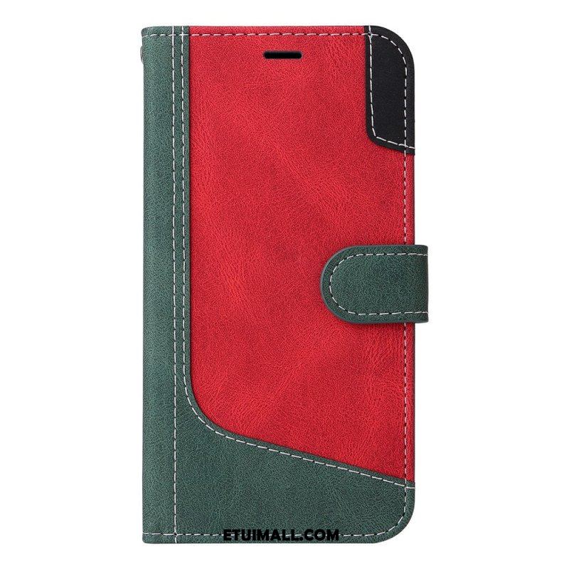 Etui Folio do Poco X5 5G z Łańcuch Trójkolorowy Pasek