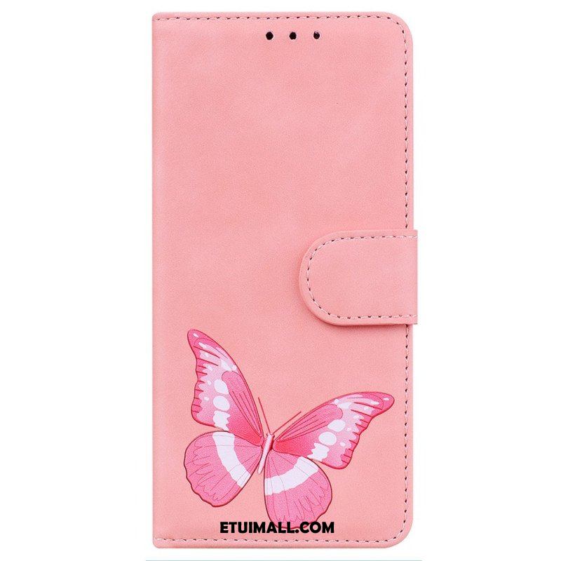 Etui Folio do Realme C35 Motyl Dotykający Skóry