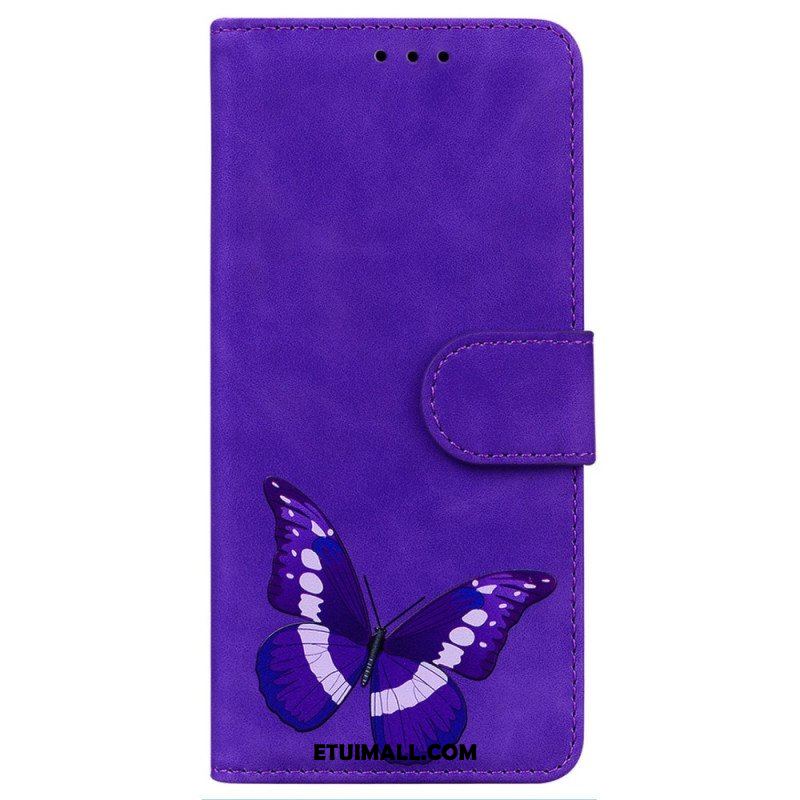 Etui Folio do Realme C35 Motyl Dotykający Skóry