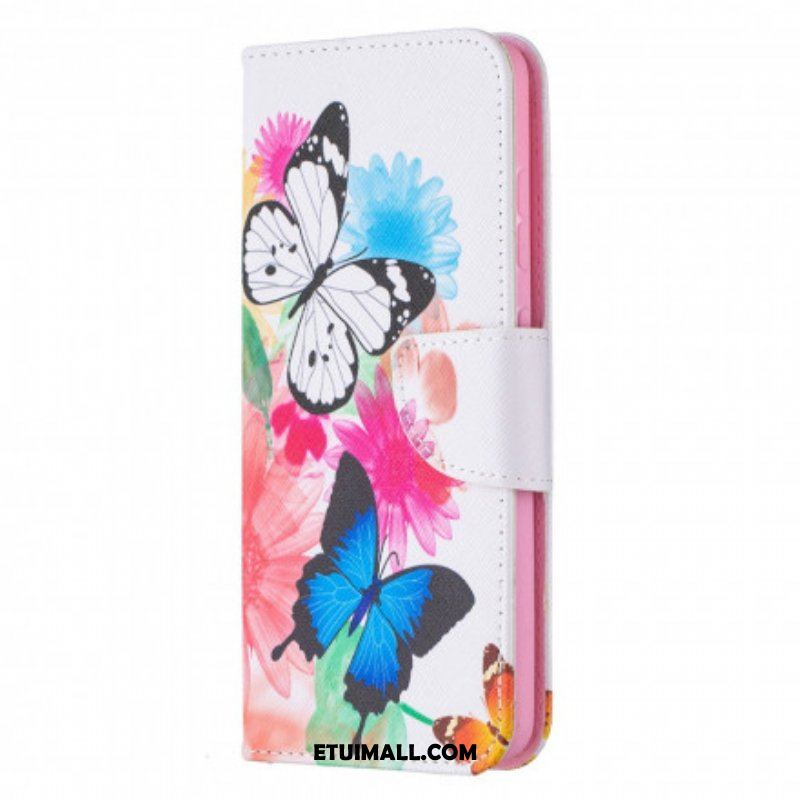 Etui Folio do Samsung Galaxy A52 4G / A52 5G / A52s 5G Malowane Motyle I Kwiaty