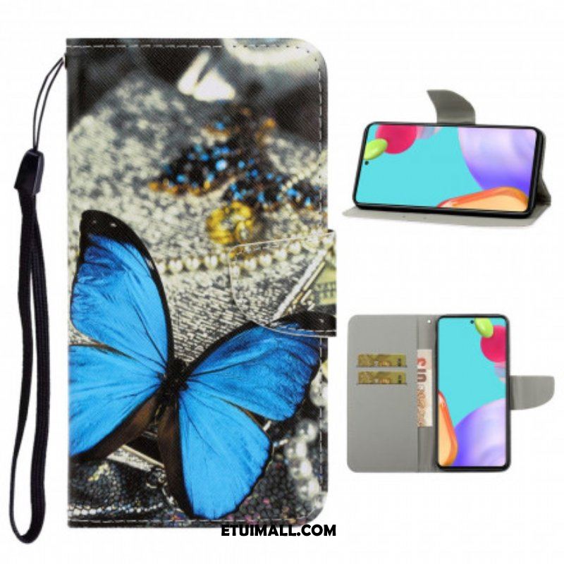 Etui Folio do Samsung Galaxy A52 4G / A52 5G / A52s 5G z Łańcuch Motyle Wariacje Paska