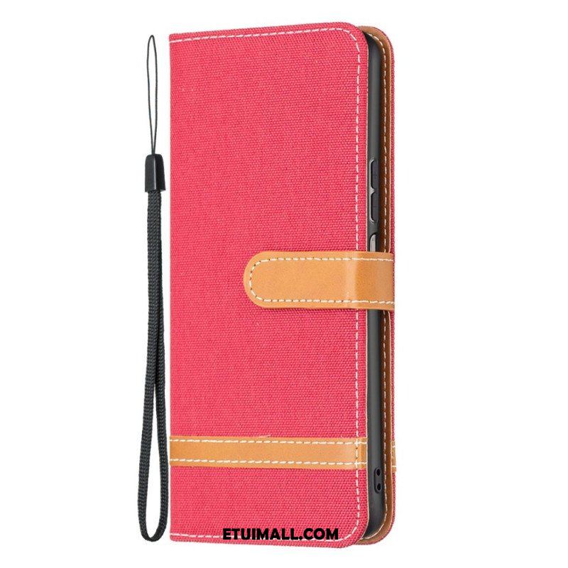 Etui Folio do Samsung Galaxy M23 5G Tkanina Z Paskiem