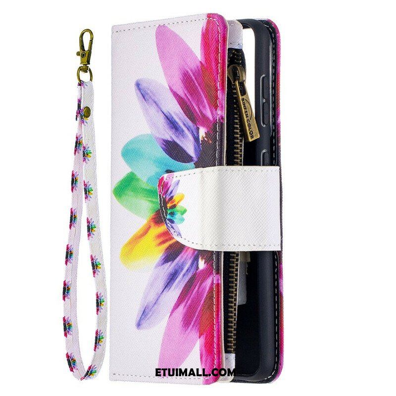 Etui Folio do Samsung Galaxy S21 5G Kieszonka Zapinana Na Zamek W Kwiaty