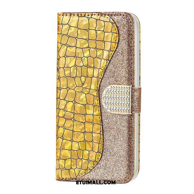 Etui Folio do Samsung Galaxy S21 FE Krokodyle Diamenty