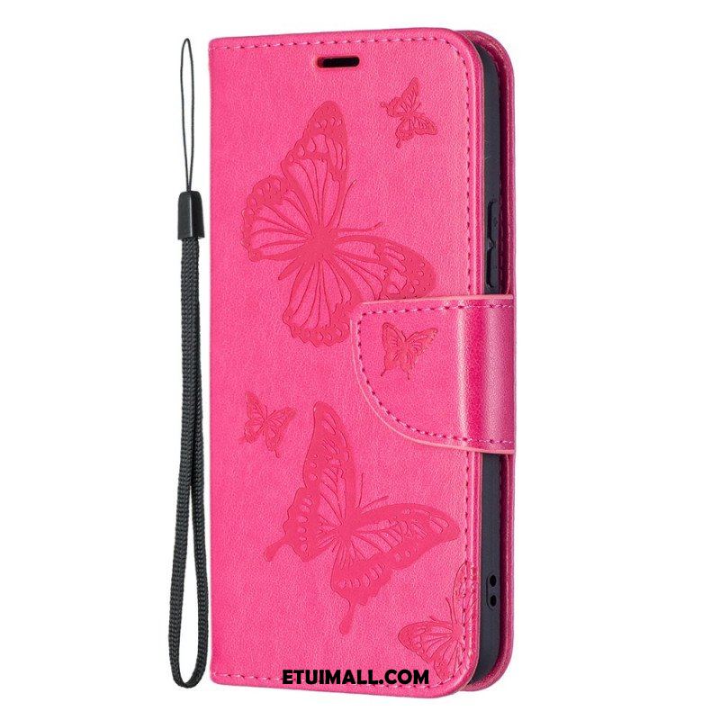 Etui Folio do Samsung Galaxy S22 5G Motyle W Locie Z Smyczą