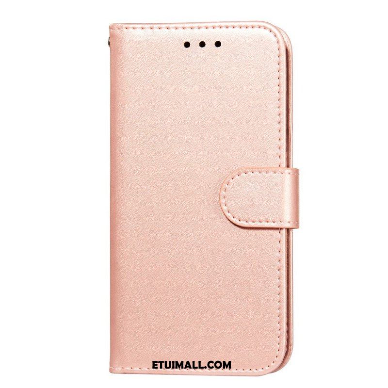 Etui Folio do Samsung Galaxy S22 5G z Łańcuch Pasek W Jednolitym Kolorze