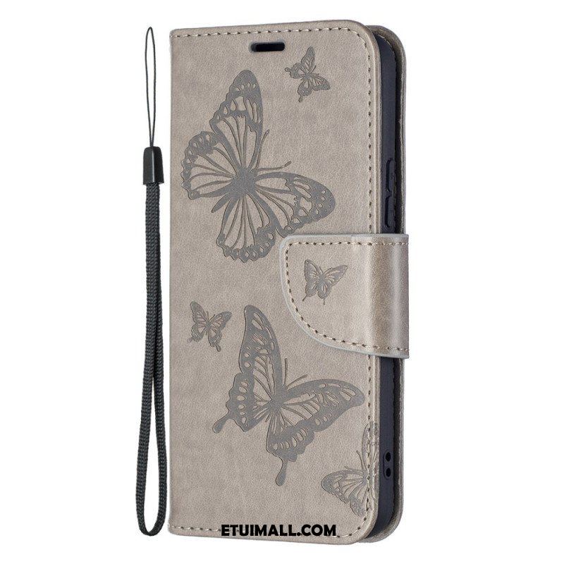 Etui Folio do Samsung Galaxy S22 Plus 5G Motyle W Locie Z Smyczą