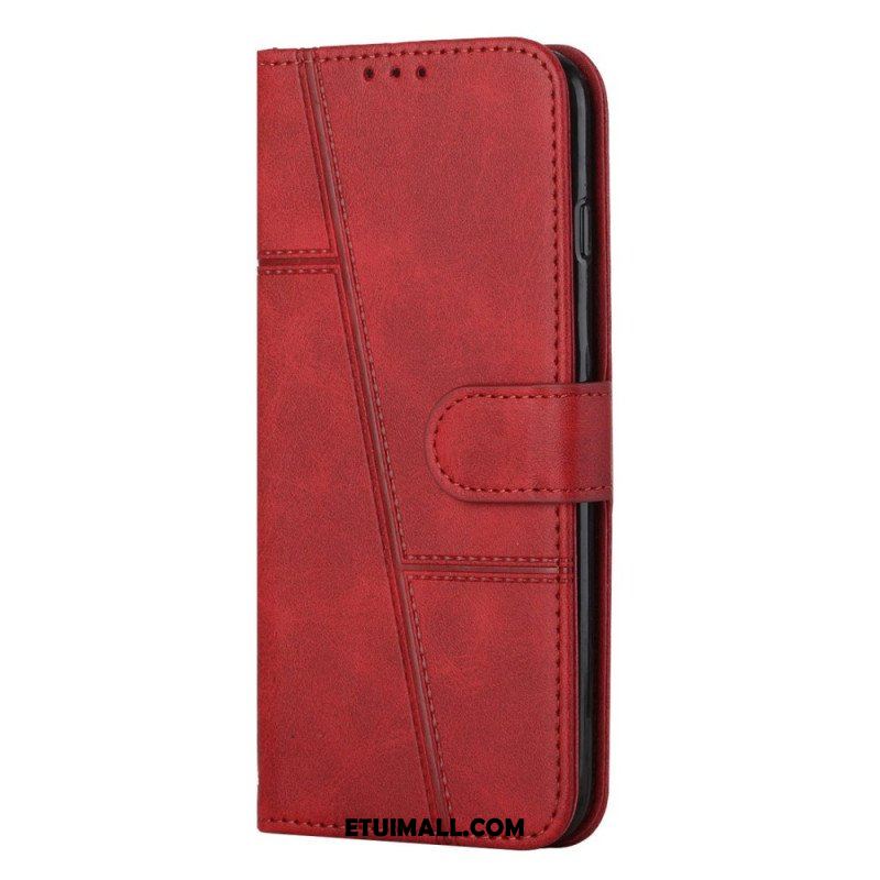 Etui Folio do Samsung Galaxy S23 5G z Łańcuch Paskowaty Geometryczny Skórzany Styl