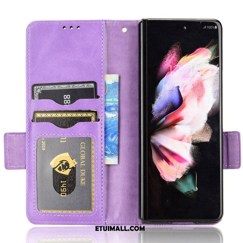 Etui Folio do Samsung Galaxy Z Fold 4 Wzór Perforowane Trójkąty Smycz