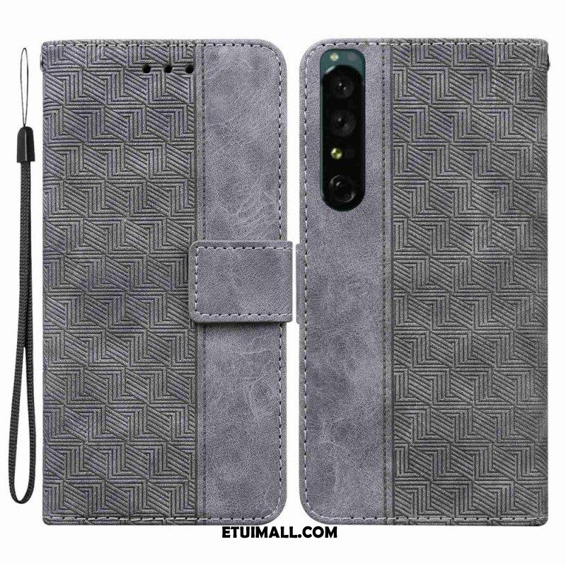 Etui Folio do Sony Xperia 1 IV z Łańcuch Pasiasty Wzór