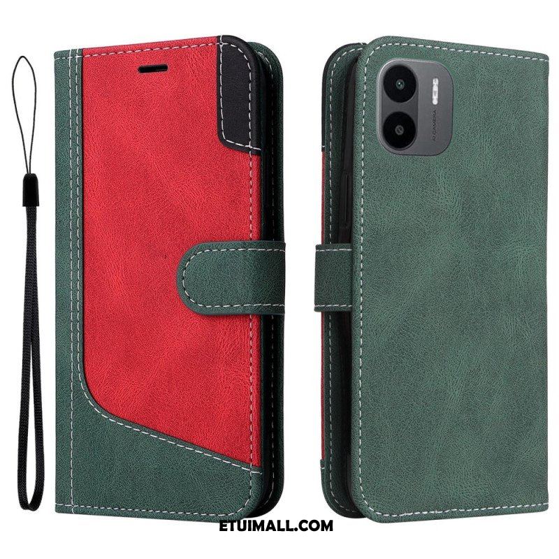 Etui Folio do Xiaomi Redmi A1 z Łańcuch Trójkolorowy Pasek