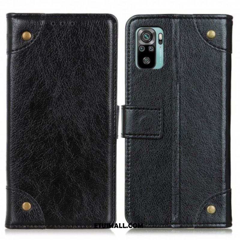 Etui Folio do Xiaomi Redmi Note 10 / 10S Nity W Stylu Vintage Ze Skóry Nappa