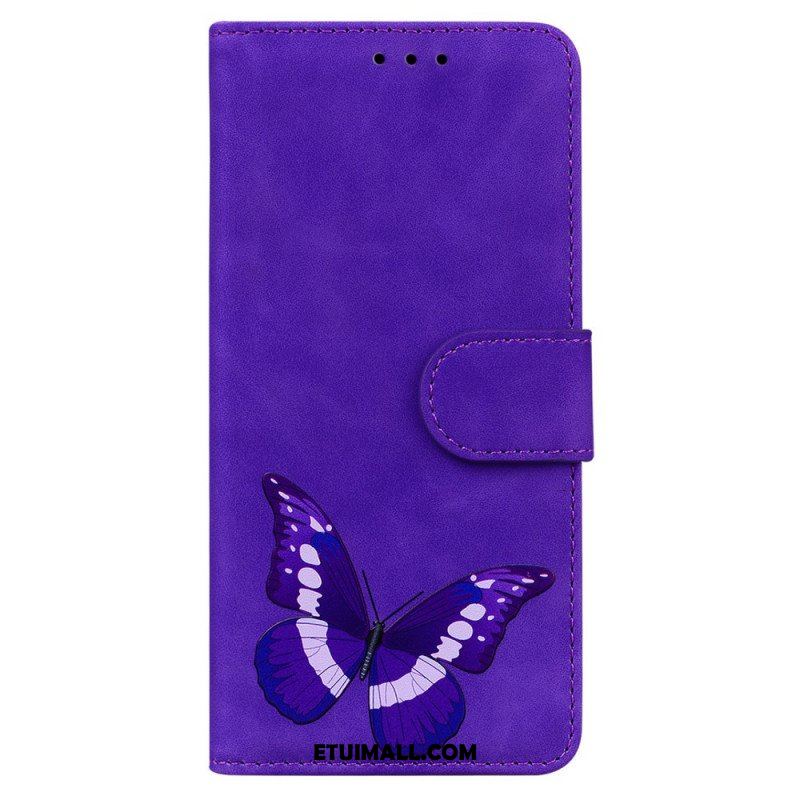 Etui Folio do Xiaomi Redmi Note 10 Pro Motyl Dotykający Skóry