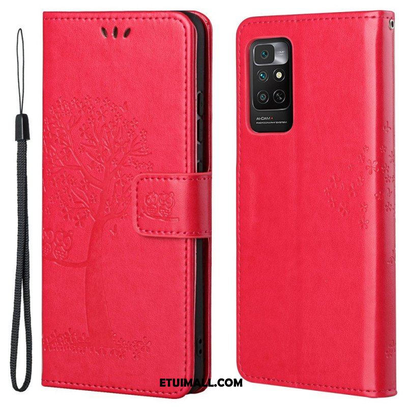 Etui Folio do Xiaomi Redmi Note 11 / 11S z Łańcuch Drzewo Stringów I Sowy