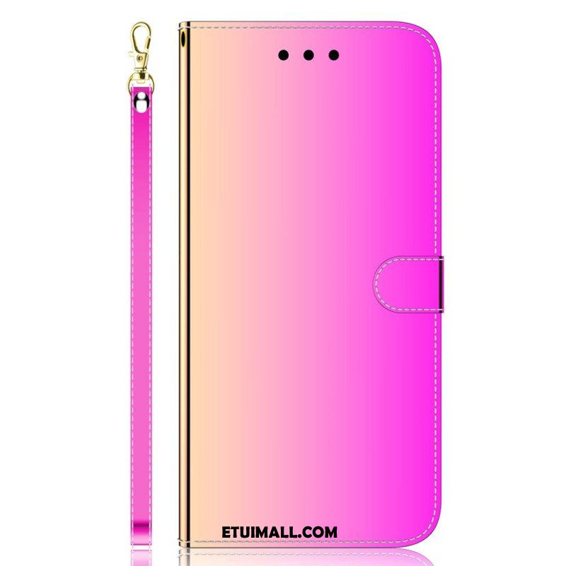 Etui Folio do Xiaomi Redmi Note 12 4G Sztuczna Lustrzana Skóra Z Paskiem