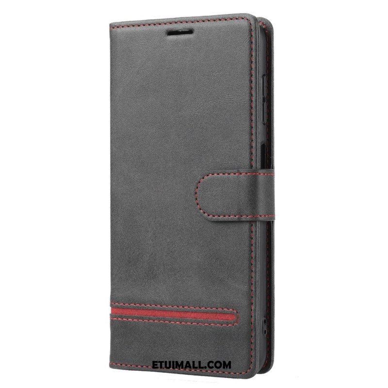 Etui Folio do Xiaomi Redmi Note 12 5G Liniowy Efekt Skóry