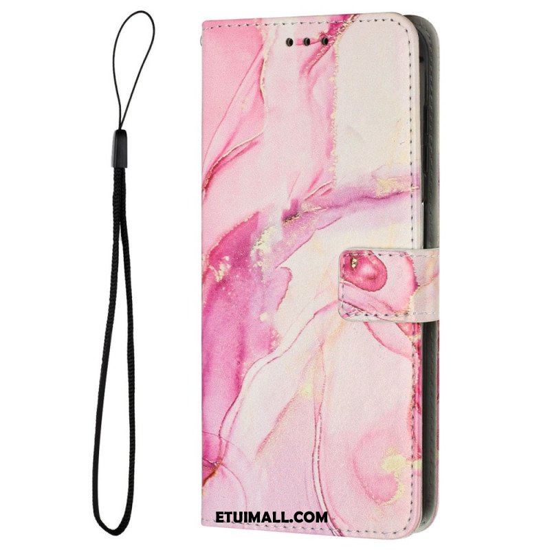 Etui Folio do iPhone 14 z Łańcuch Pasek Marmuru