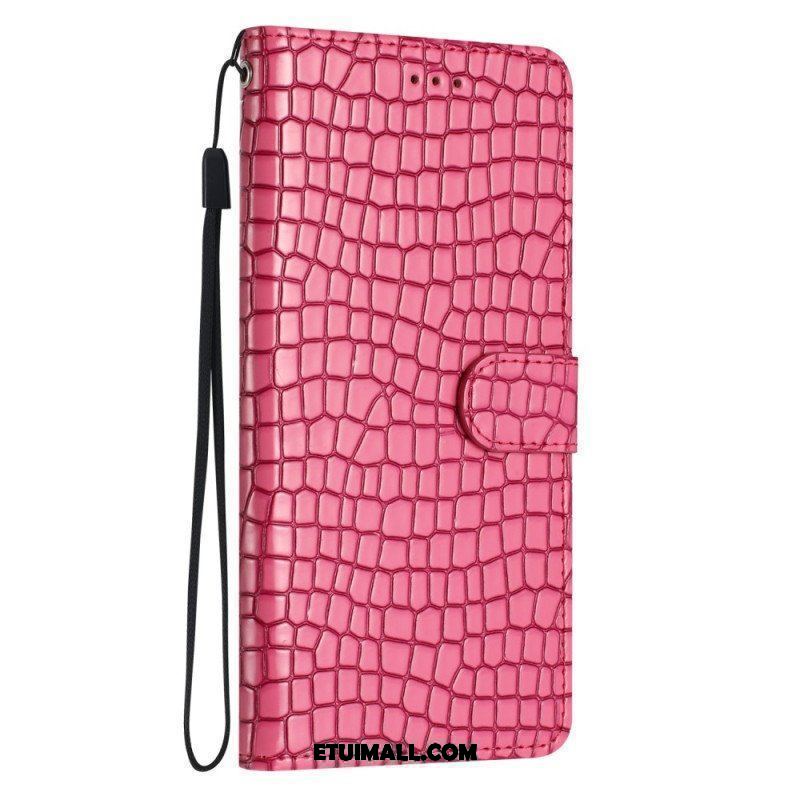 Etui Folio do iPhone 15 Plus Styl Krokodyla Z Paskiem