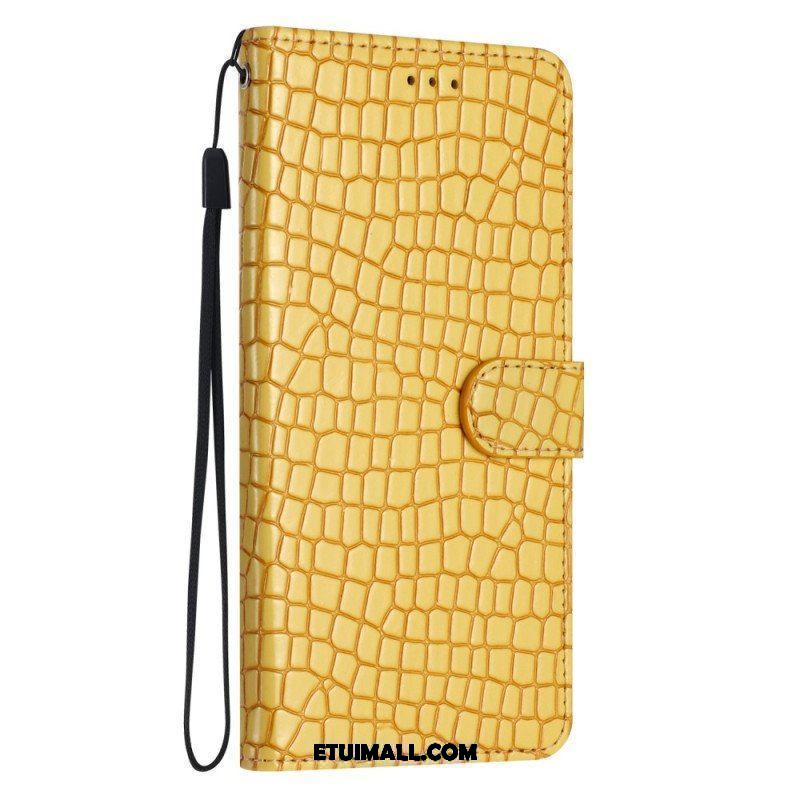 Etui Folio do iPhone 15 Plus Styl Krokodyla Z Paskiem