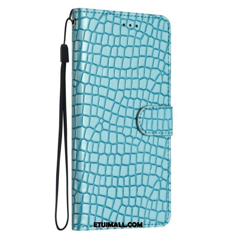 Etui Folio do iPhone 15 Plus Styl Krokodyla Z Paskiem