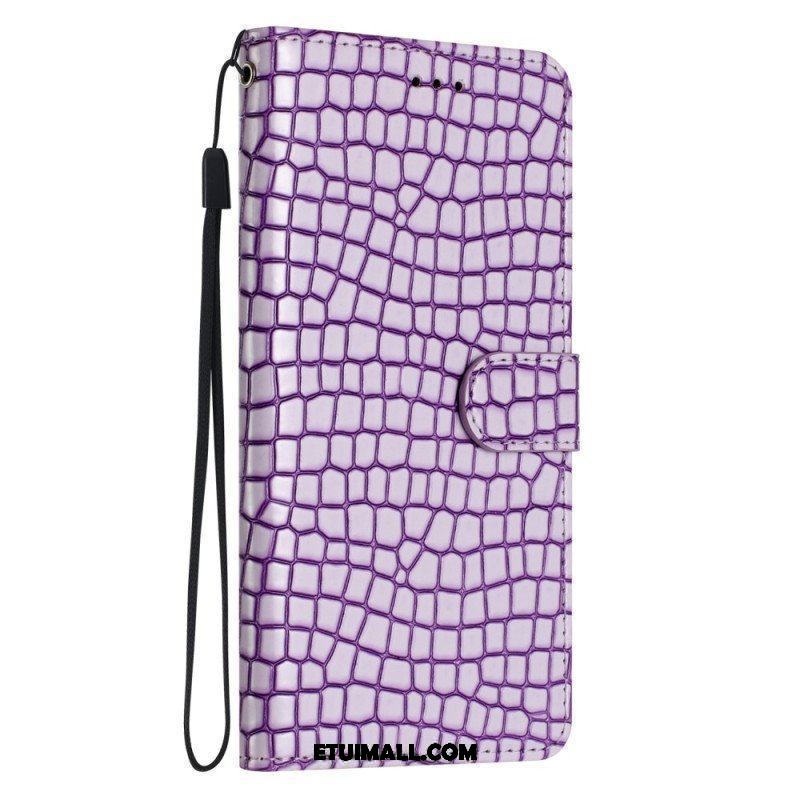 Etui Folio do iPhone 15 Plus Styl Krokodyla Z Paskiem