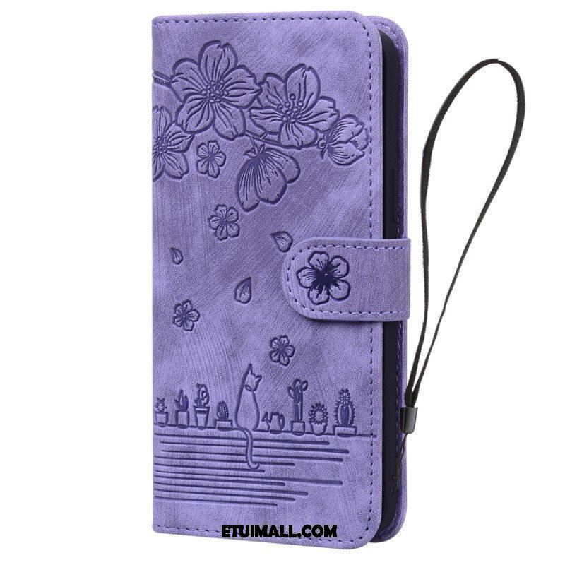 Etui Folio do iPhone 15 Pro z Łańcuch Stringi Cat Daydream