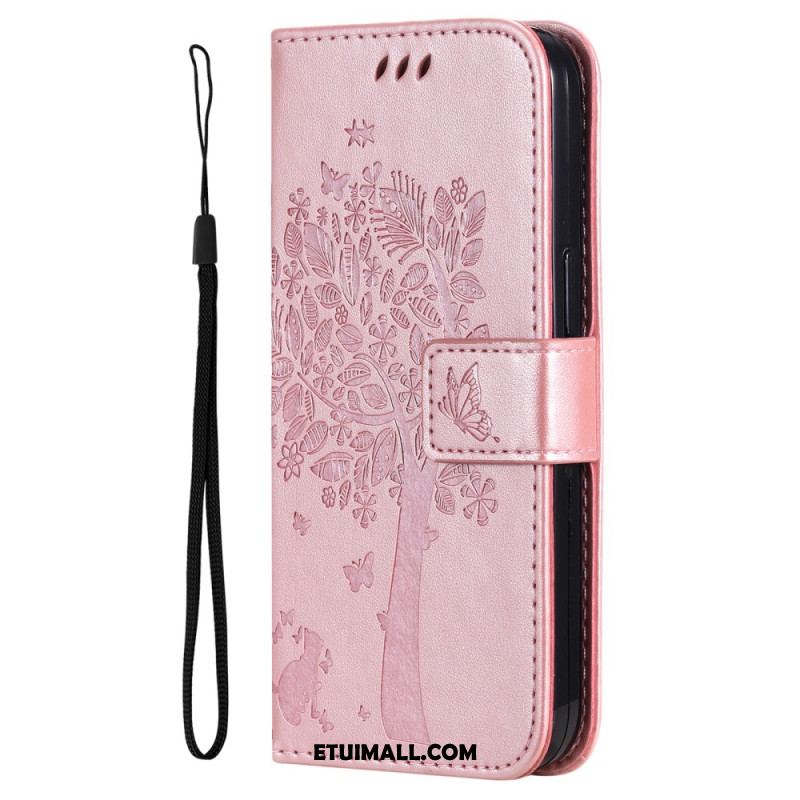 Etui Folio iPhone 16 Plus Drzewko Dla Kota I Smyczy Etui Ochronne