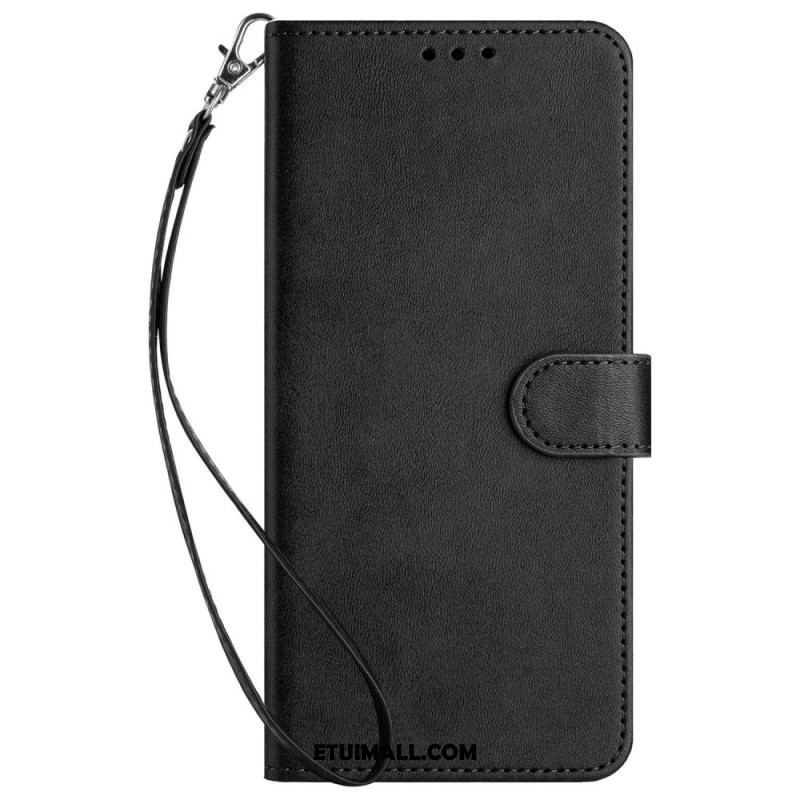 Etui Folio iPhone 16 Plus Sztuczna Skóra Z Paskiem Etui Ochronne