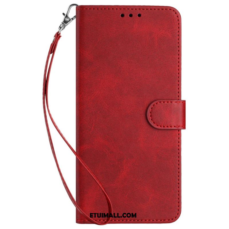 Etui Folio iPhone 16 Plus Sztuczna Skóra Z Paskiem Etui Ochronne