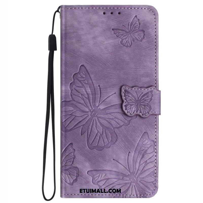 Etui Folio iPhone 16 Pro Efekt Zamszu W Kształcie Motyli