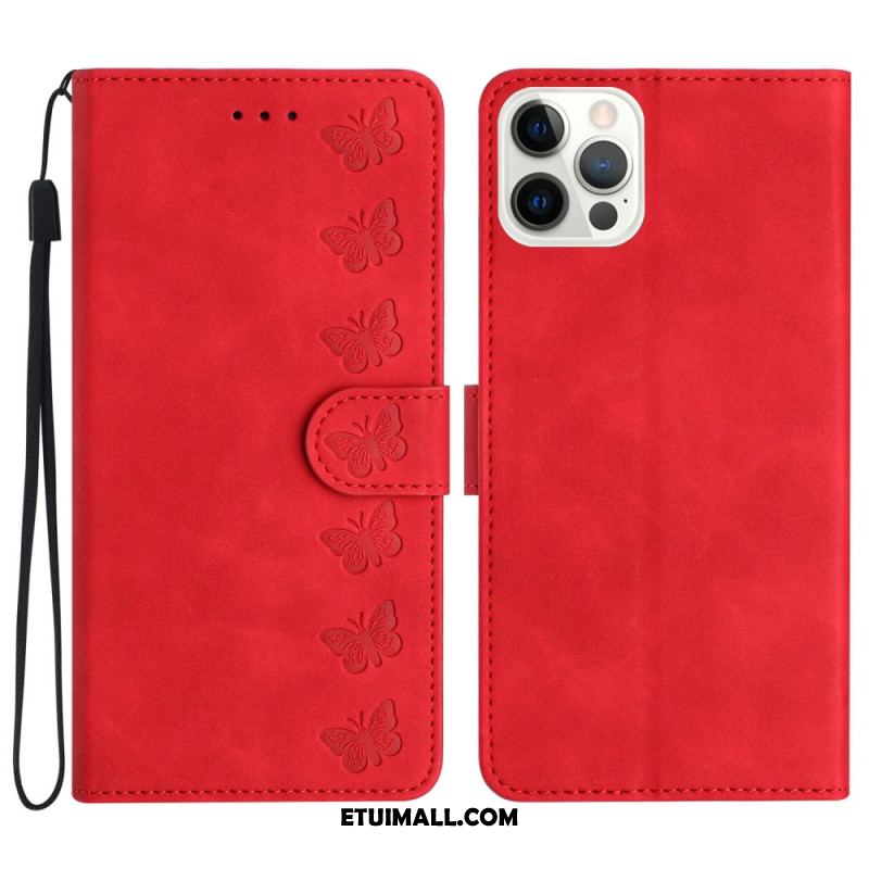 Etui Folio iPhone 16 Pro Fryz Motyli Etui Ochronne